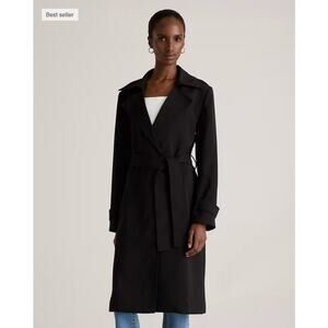 Quince Stretch Crepe Trench Coat Black Size S NWT